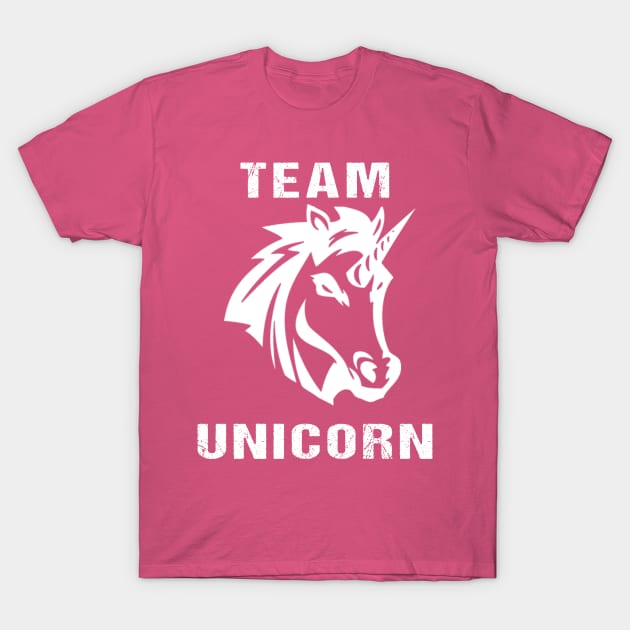 Team Unicorn White T-Shirt by GnarllyMama